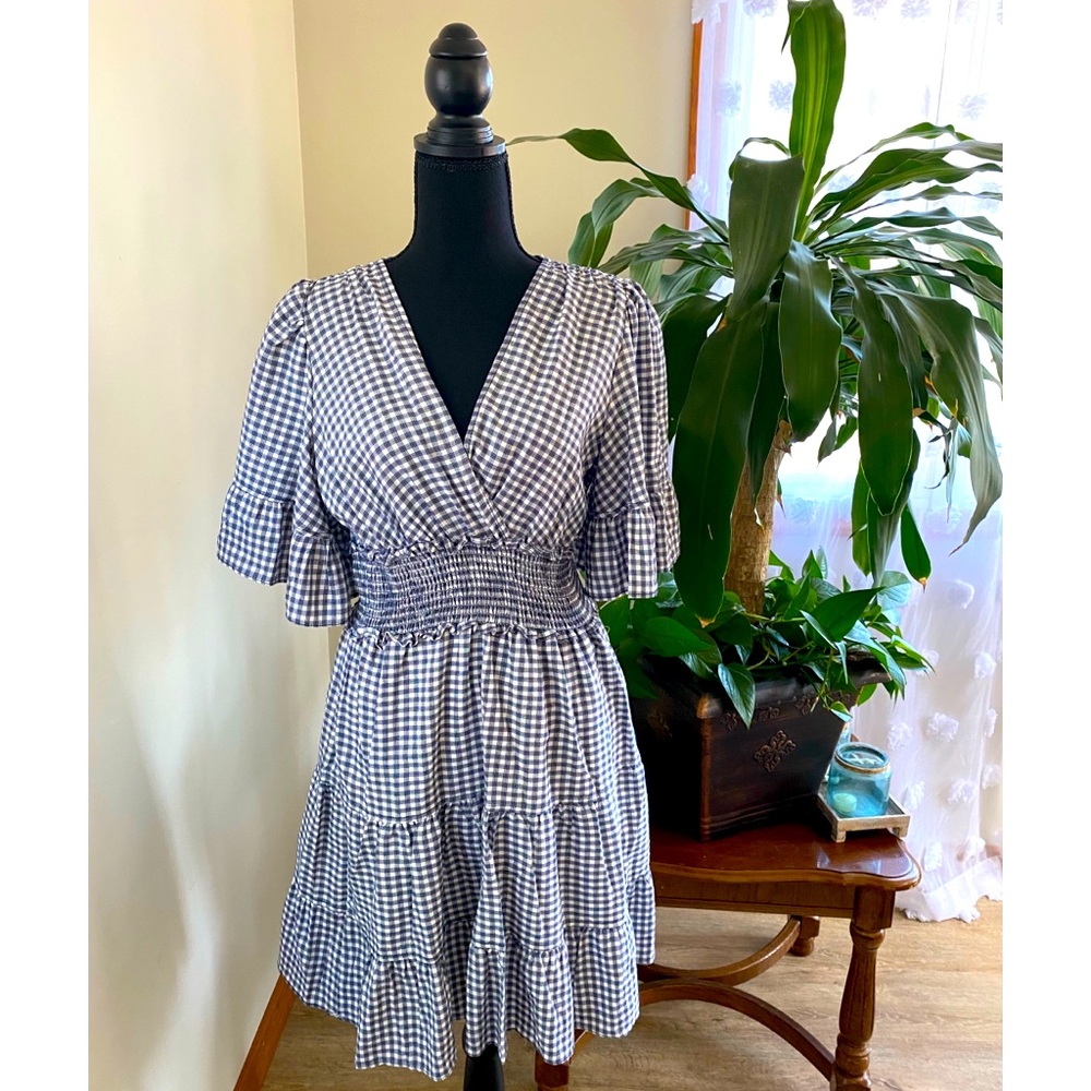 Max Studio Smocked Waist Flutter Sleeve Dress